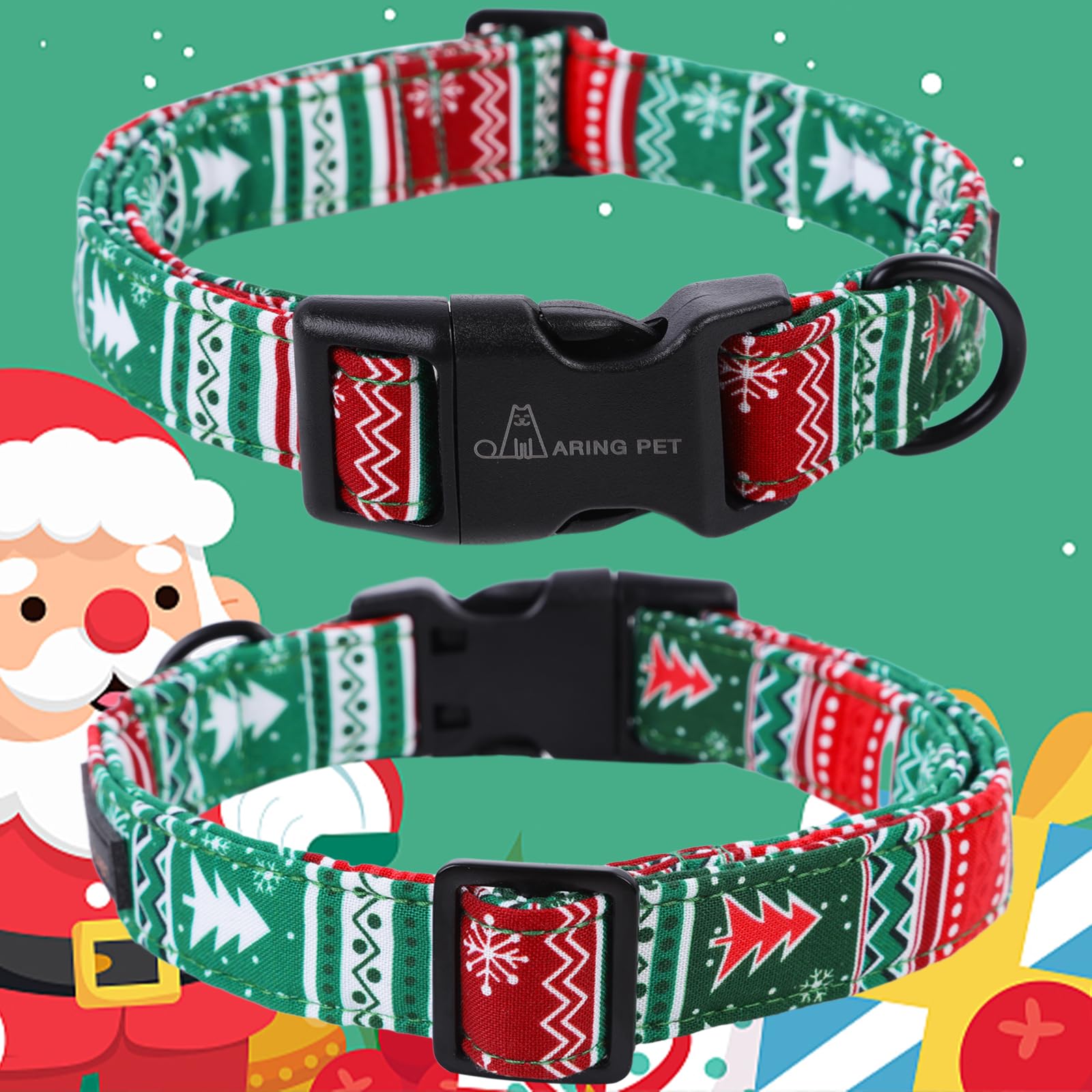 Christmas Dog Collar-Cute Cotton Lightweight Dog Collars, Adjustable Christmas Pet Collars Puppy Collar with Quick Release Buckle