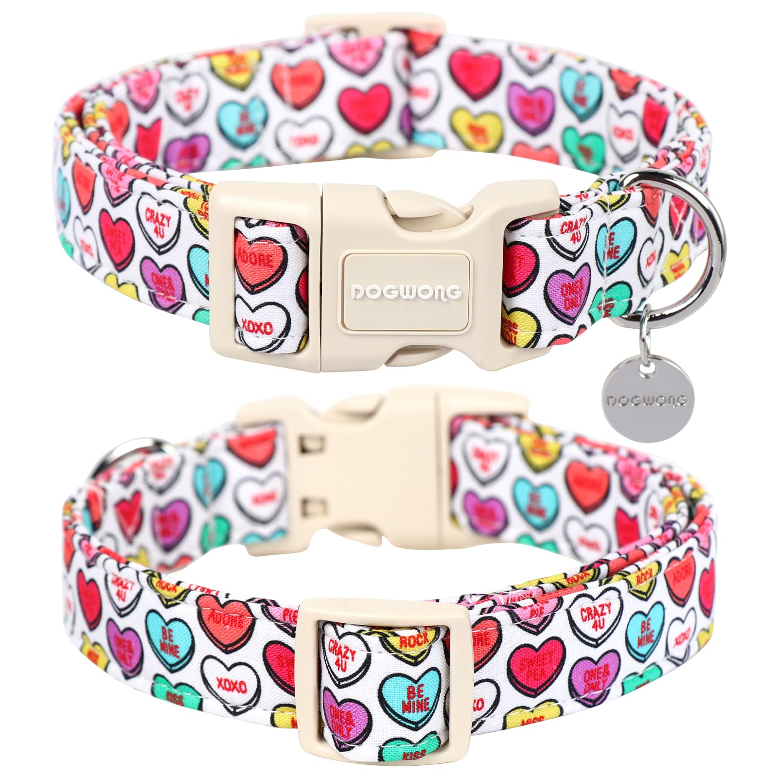 Valentine's Day Dog Collar, Adjustable Durable Heart Candy Dog Collar Cute Dog Collar for Small Medium Largr Dogs