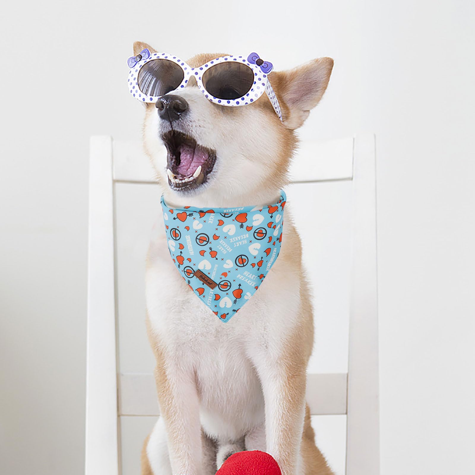 Valentine's Day Dog Bandanas 2 Pack, Pink and Blue Heart Pattern Valentines Dog Scarf Bib for Boy and Girl, Cute Holiday Bandana for Dogs and Cats