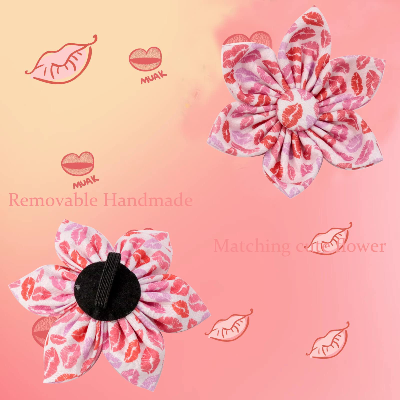 Valentine's Day Adjustable Dog Collar Flower Pattern