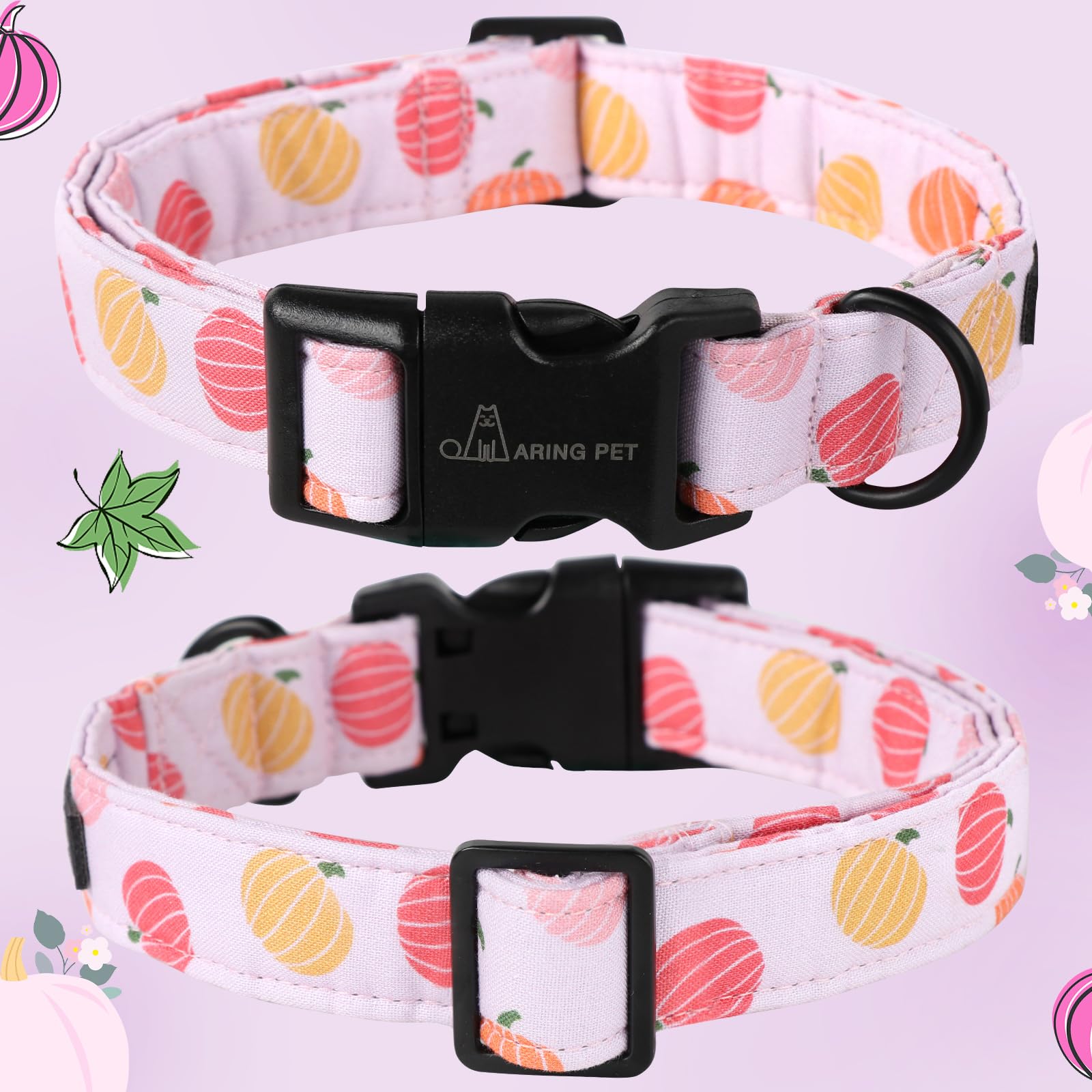 Halloween Dog Collar-Cute Pumpkin Dog Collar for Small Dogs, Cotton Pink Girl Dog Collars with Quick Release Buckle for Small Medium Large Dogs