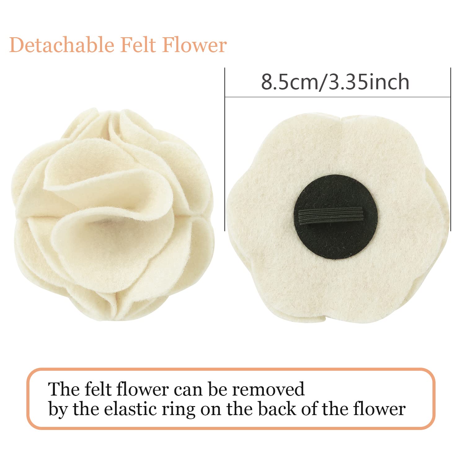 Velvet Dog Collar, Soft White Dog Collar with Felt Flower, Adjustable Wedding Dog Collars Flower with Metal Buckle for Small Medium Large Dogs