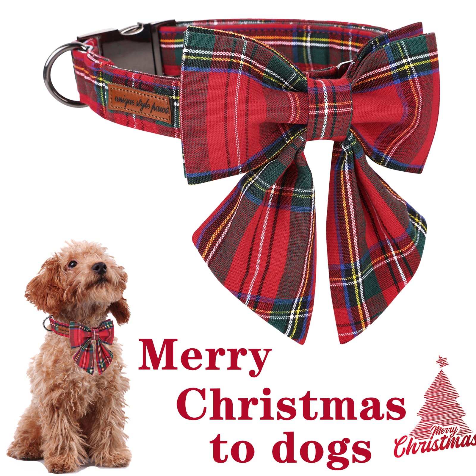 Red Plaid Puppy Collar with Sailor Bow