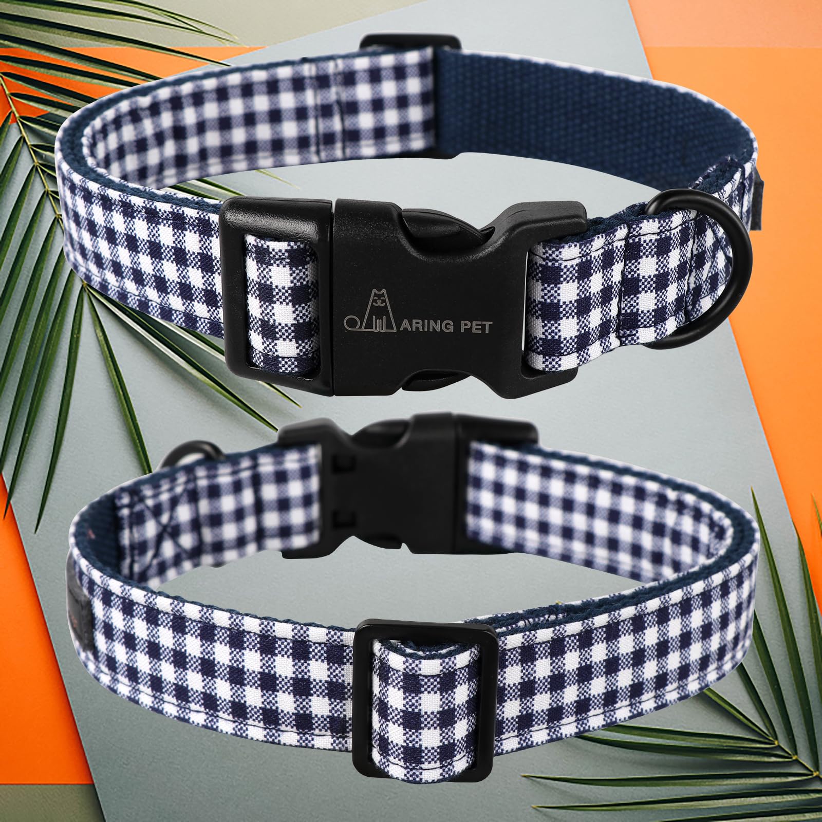 Dog Collar-Cute Dog Collar for Small Dogs, Adjustable Comfortable Cotton Plaid Pet Collars for Small Medium Large Male Female Dogs