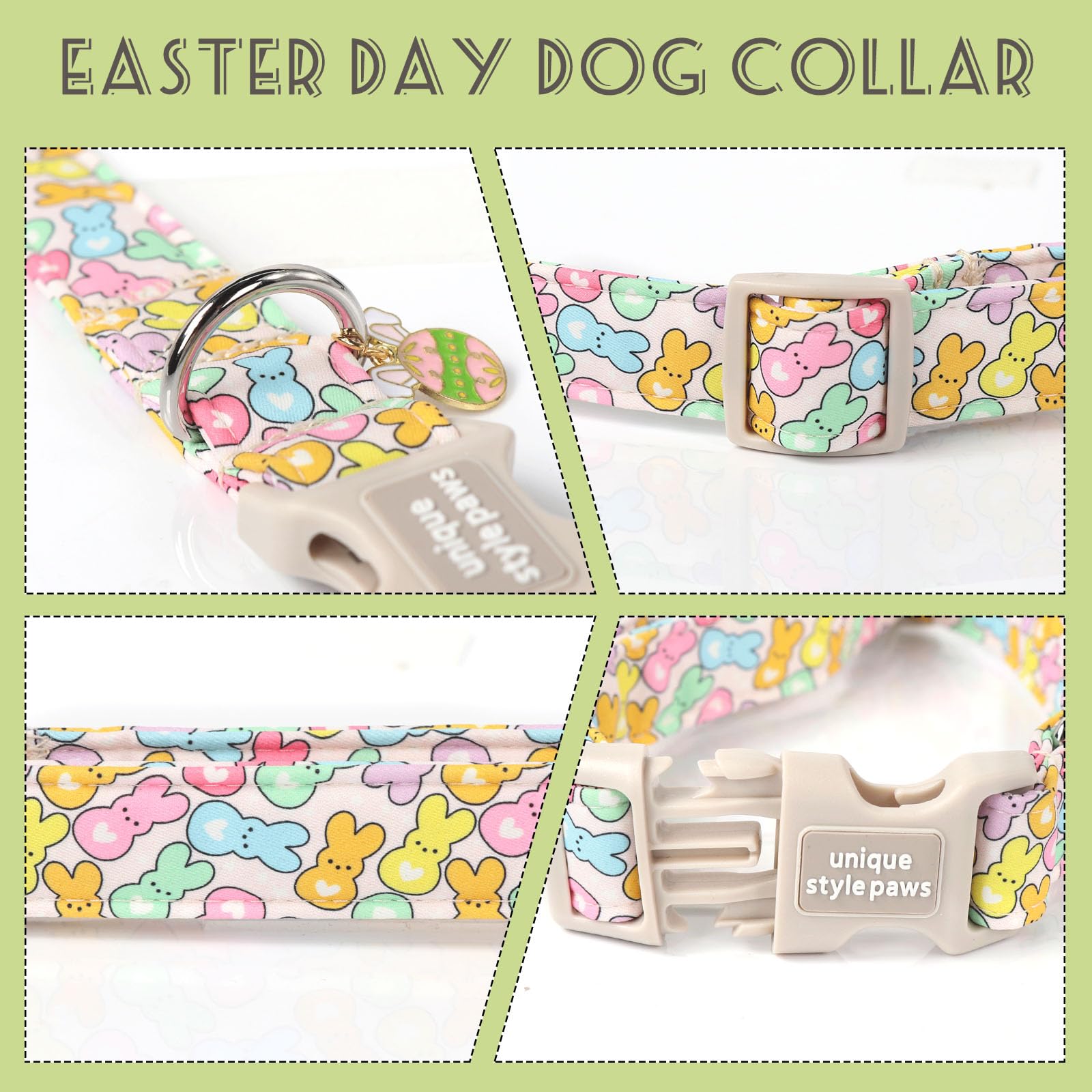 Easter Day Dog Collar Plastic Buckle Collar with Pendant Blue Sports Rabbit Ball Egg Puppy Collars Gift for Small Medium Large Boys Girls Dogs