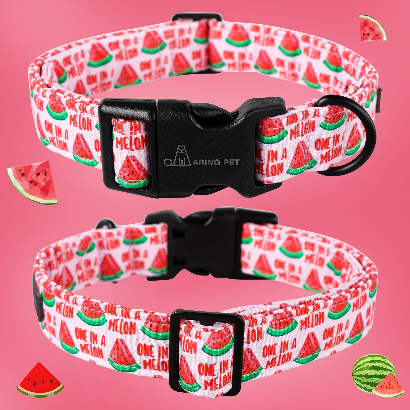 Summer Dog Collar-Cute Watermelon Dog Collar for Small Dogs, Adjustable Soft Cotton Girl Dog Collars for Small Medium Large Dogs