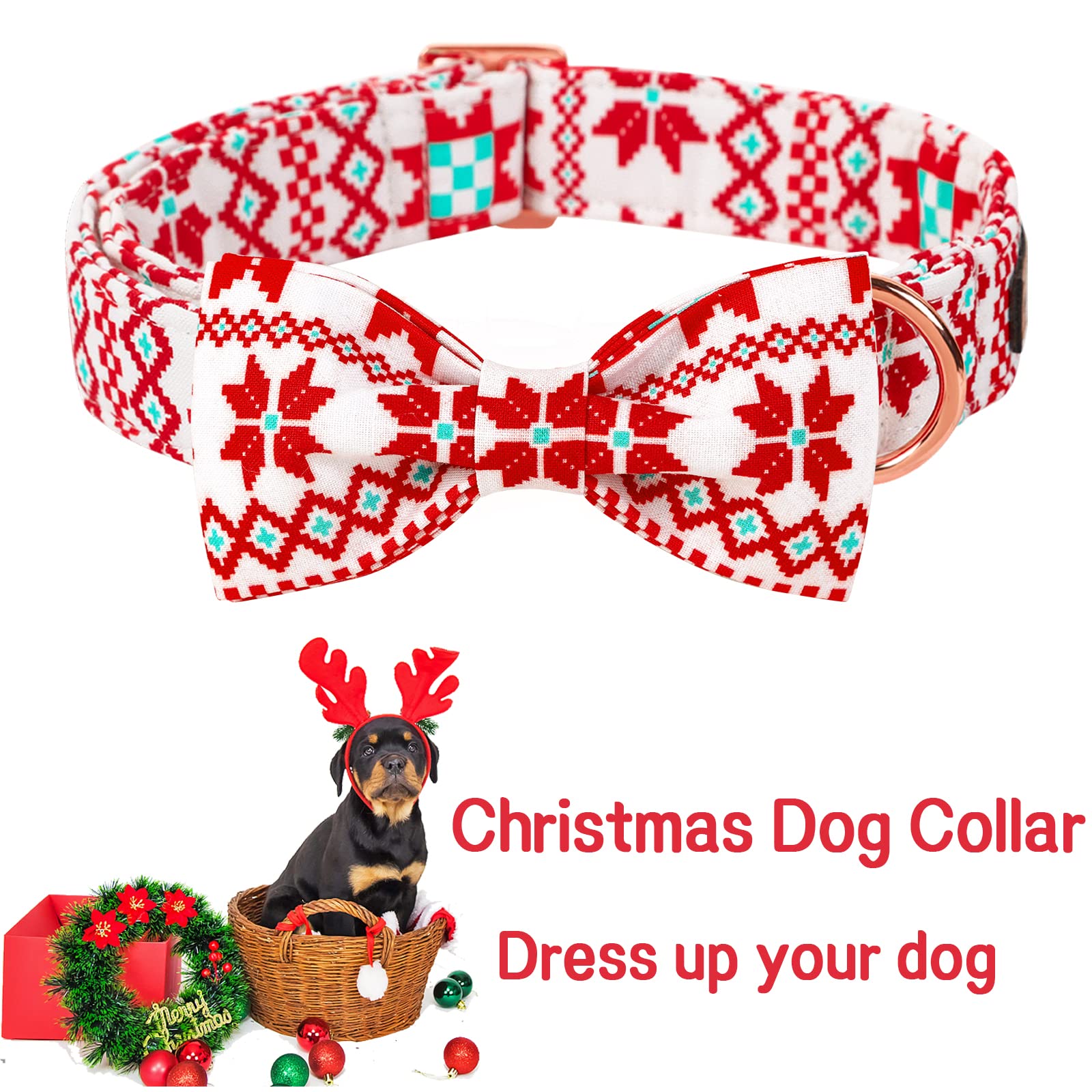 Christmas Dog Collar with Bowtie