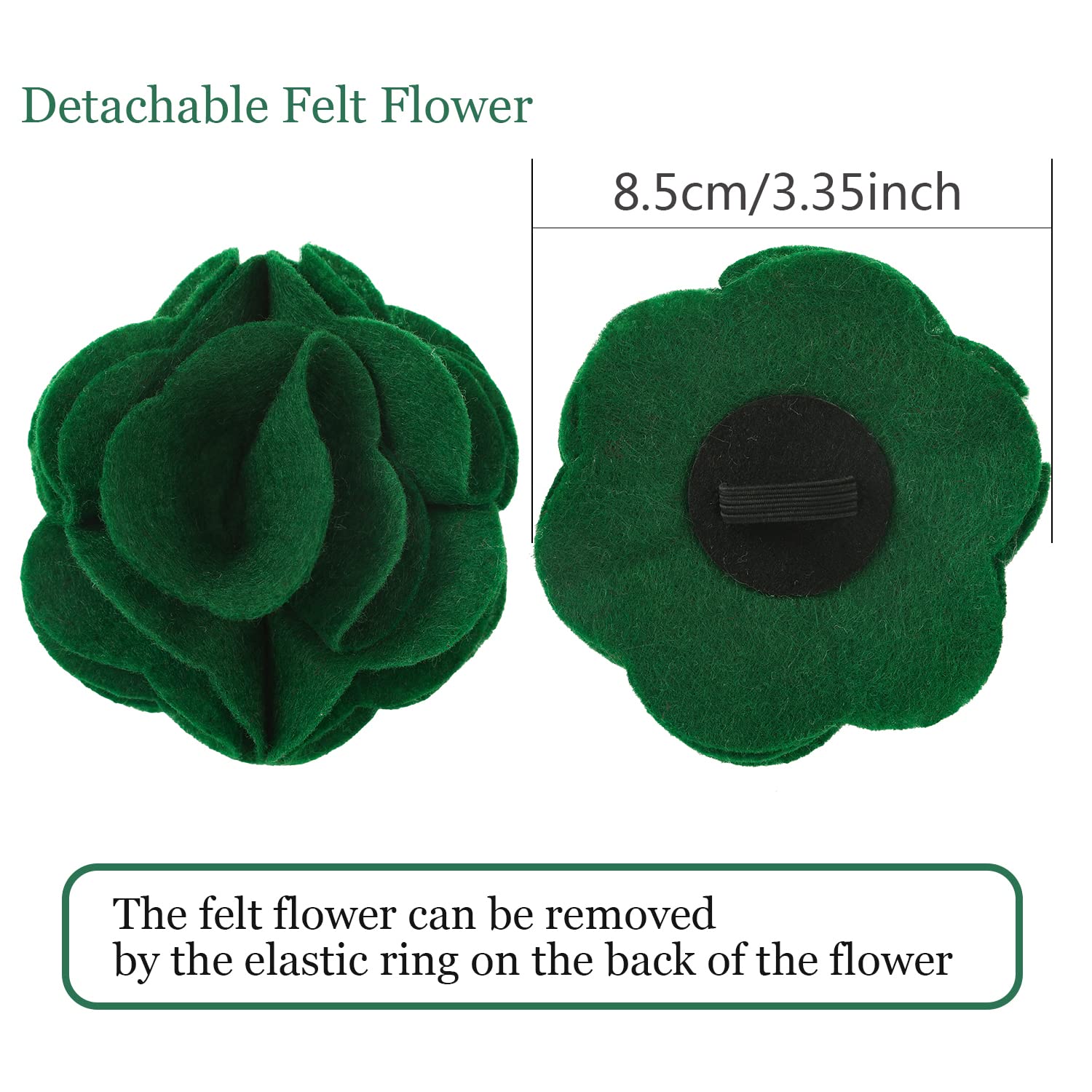 Velvet Dog Collar, Cute Christmas Dog Collar with Felt Flower, Adjustable Green Dog Collars Flower with Metal Buckle for Small Medium Large Dogs