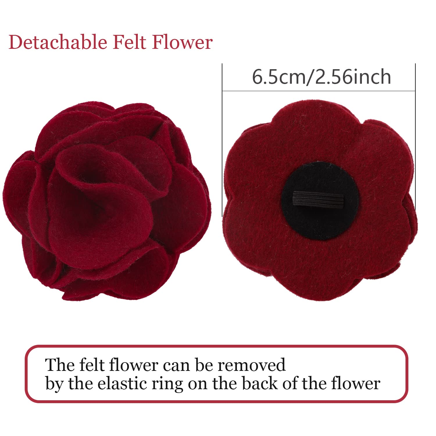 Velvet Dog Collar, Adorable Christmas Dog Collar with Felt Flower, Comfortable Red Girl Dog Collars with Metal Buckle for Small Medium Large Dogs