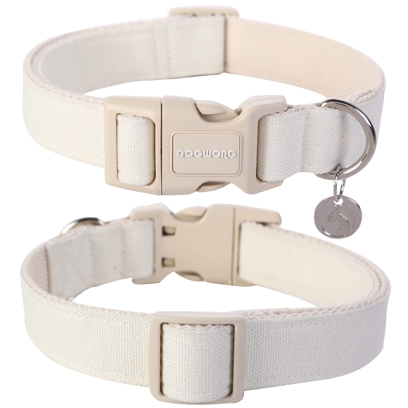 Cotton Hemp Dog Collar, Heavy-Duty Dog Collar Adjustable Soft Natural Fabric Pet Dog Collar Cute Wedding Puppy Necklace for Small Medium Large Dog