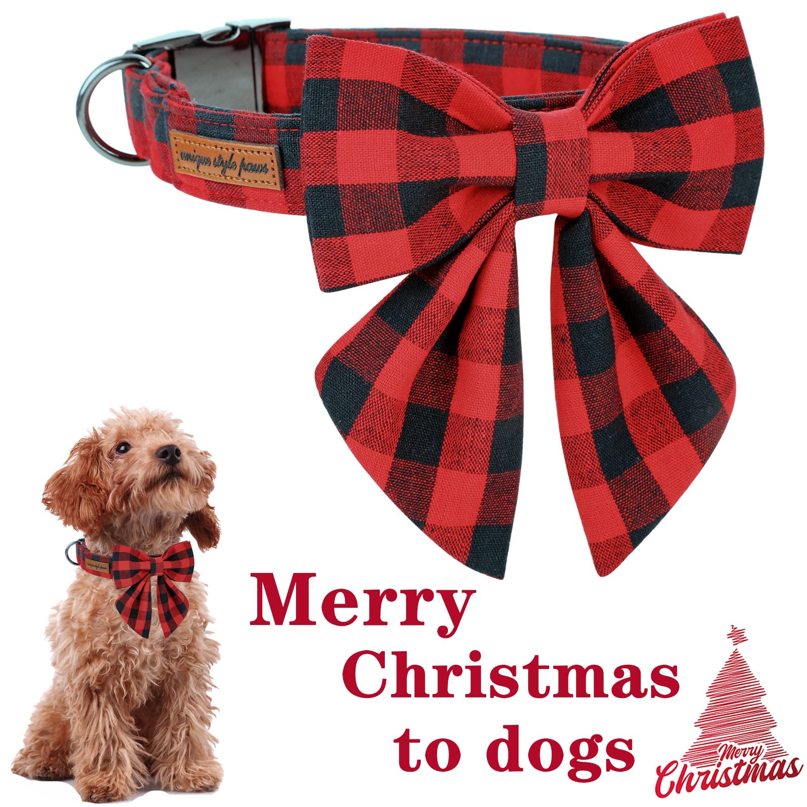Classic Red Plaid Puppy Collar with Sailor Bow