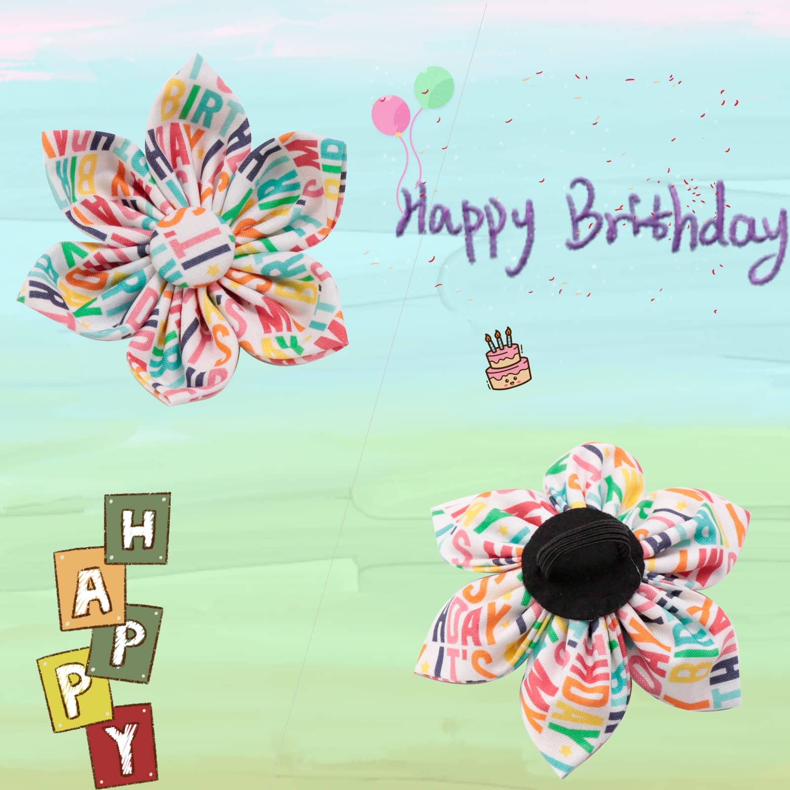 Adjustable Birthday Dog Collar Flower Pattern
