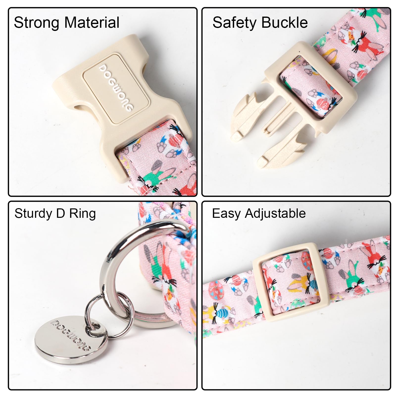Easter Rabbit Dog Collar, Colorful Egg Dog Collar Soft Durable Adjustable Comfortable Cute Easter Puppy Collar for Small Medium Large Dog