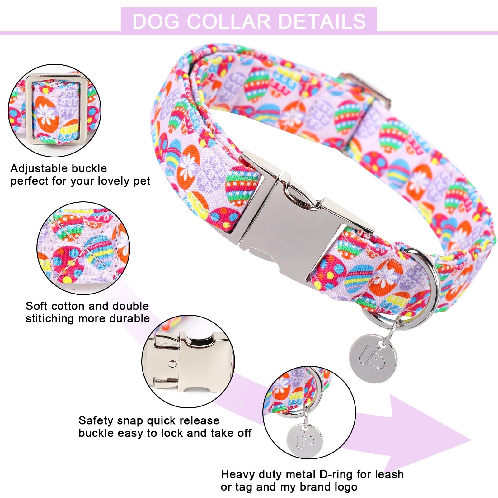 Egg Collar for Puppy Girl Boy Dog or Cat, Easter Day Gift Rabbit Dog Collar, Cute Carrot Pet Dog Collar with Metal Buckle