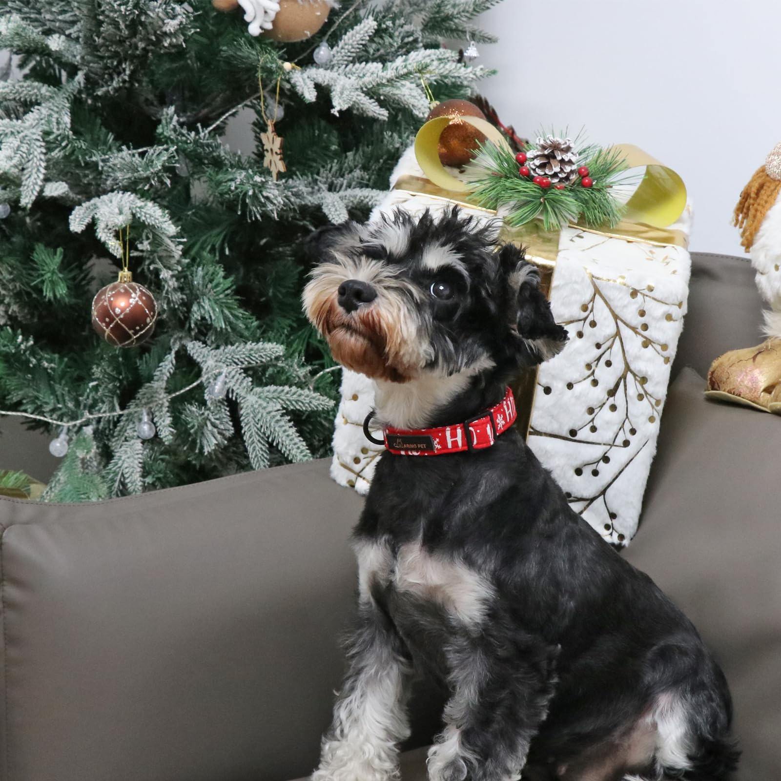 Christmas Dog Collar Cute Red Snowflakes Dog Collar, Adjustable Cotton Christmas Dog Collars Puppy Collar for Small Medium Large Dogs
