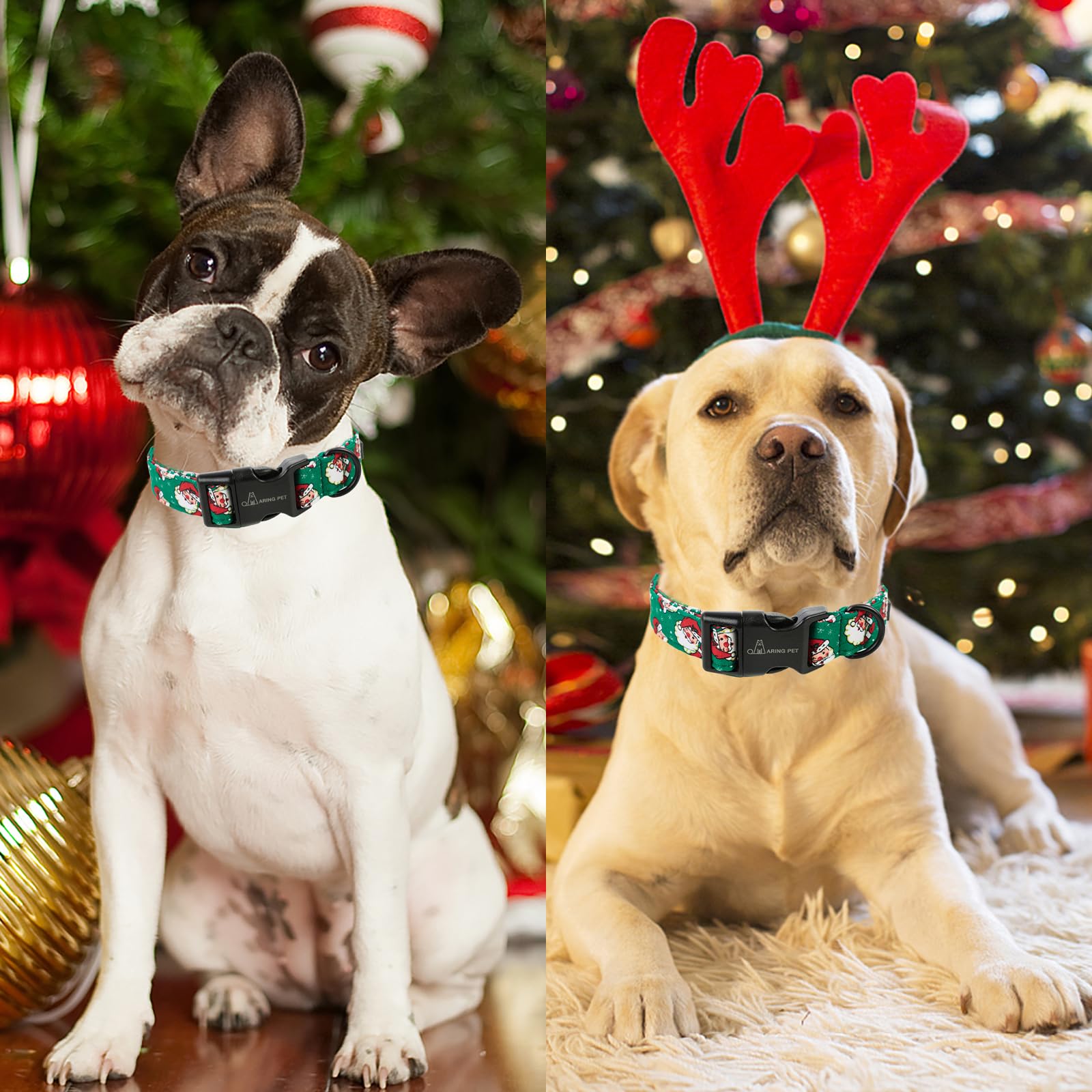 Christmas Dog Collar-Cute Cotton Santa Claus Dog Collar, Adjustable Lightweight Christmas Pet Collars Puppy Collar with Quick Release Buckle