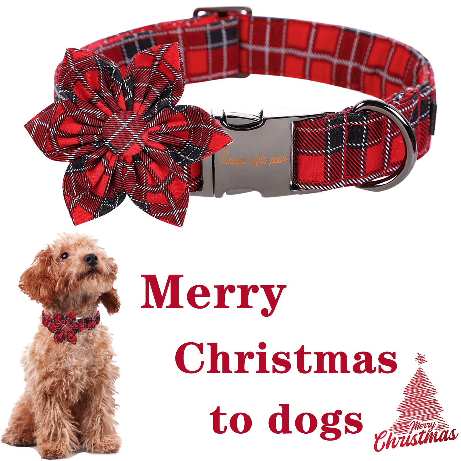 Red Black Grid Cotton Collar With Flower