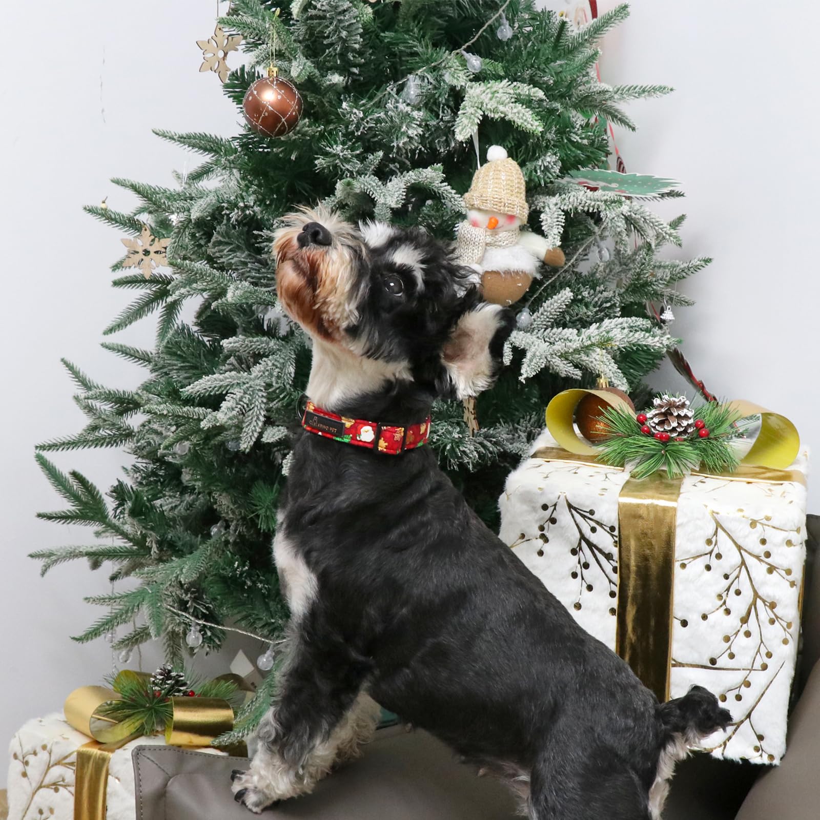 Christmas Dog Collar Cute Small Dog Collars, Adjustable Cotton Red Christmas Dog Collars Puppy Collar for Small Medium Large Boy and Girl Dogs