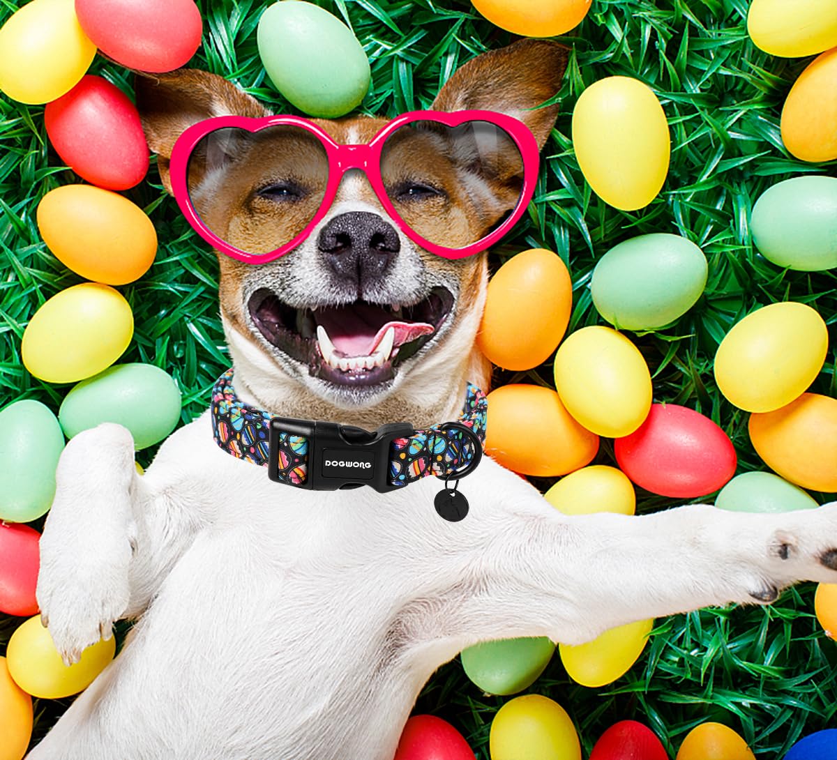 Easter Dog Collar, Black Egg Dog Collar Soft Durable Adjustable Costume Cute Easter Puppy Collar for Small Medium Large Dog