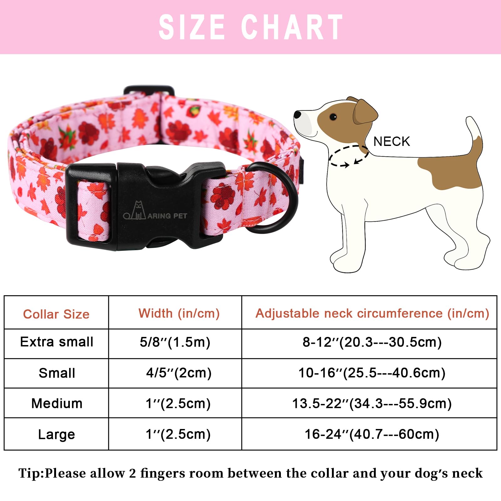 Fall Dog Collar Pink Maple Leaf Rugby Dog Collars, Cotton Lightweight Thanksgiving Turkey Dog Collars Puppy Collar for Small Medium Large Dogs