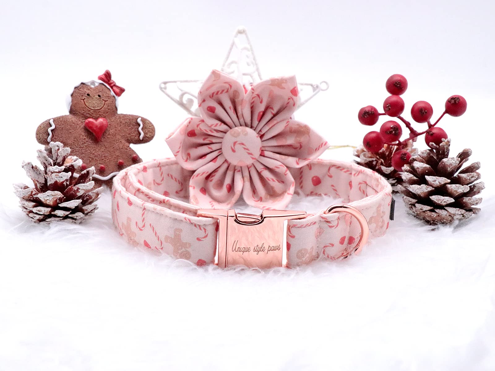 Christmas Dog Collar, Adjustable Dog Collar Flower Pattern Durable Pet Collar With Flower