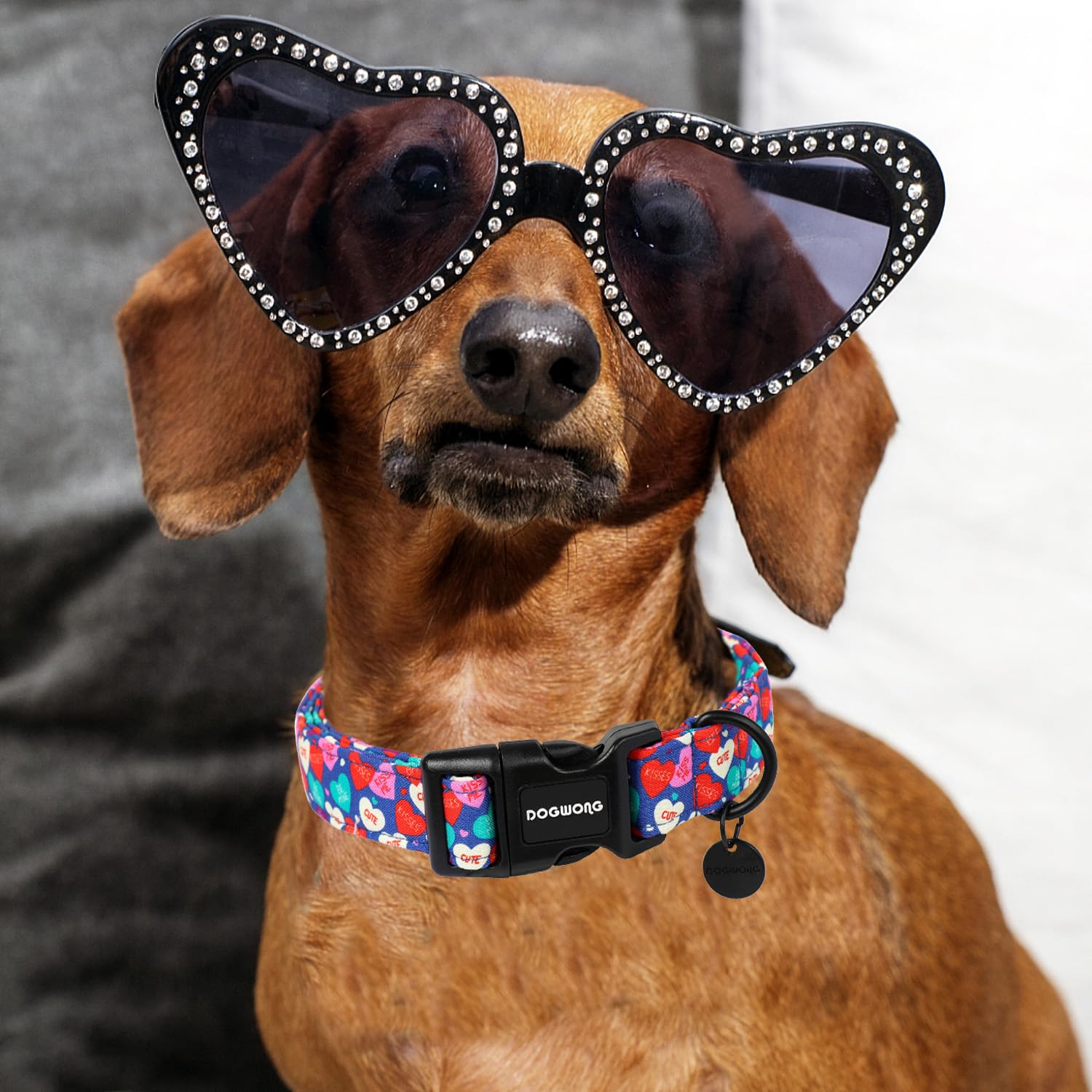 Valentine's Day Dog Collar,Blue Heart Candy Adjustable Cotton Heart Dog Collar ,Perfect Cute Dog Collar for Small Medium Large Dogs