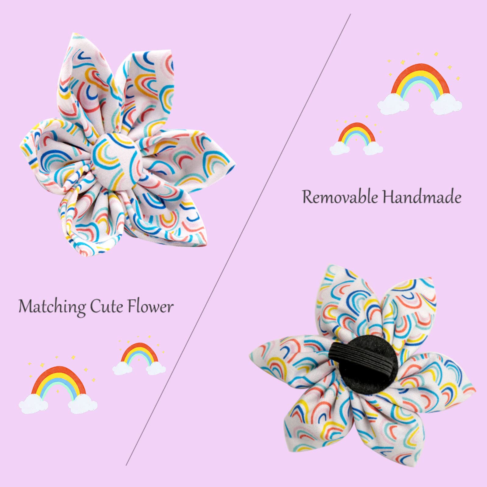 Durable Rainbow Floral Pattern Pet Collar