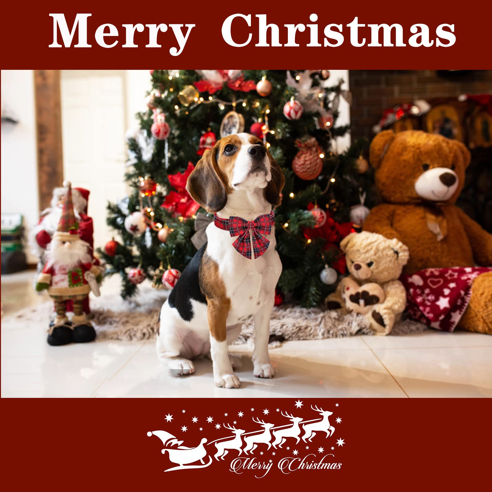 Red Black Grid Cotton Collar Adjustable Puppy Plaid Collar with Sailor Bow