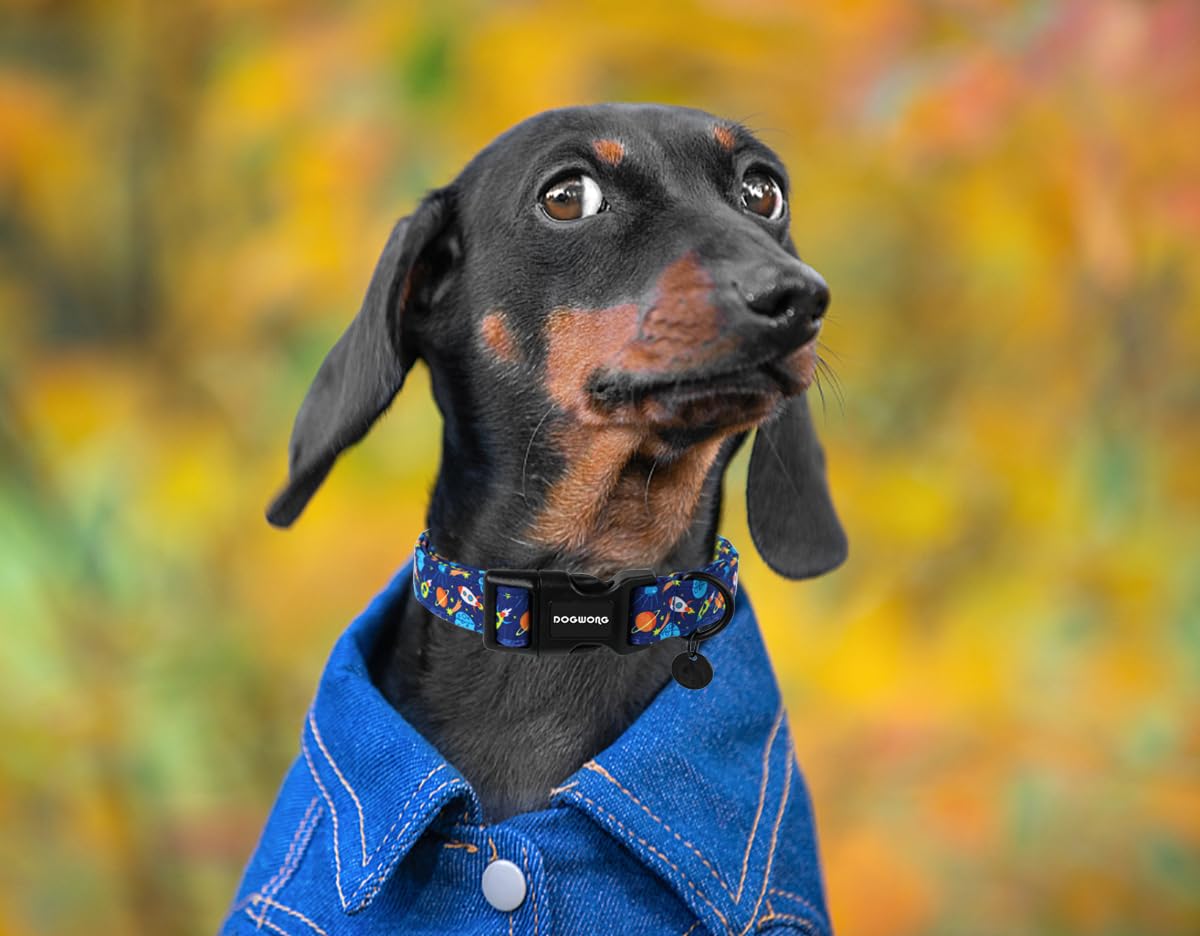Blue Cotton Dog Collar, Heavy-Duty Dog Collar Durable Soft Boy Pet Dog Collar Cute Colorful Puppy Necklace for Small Medium Large Dog