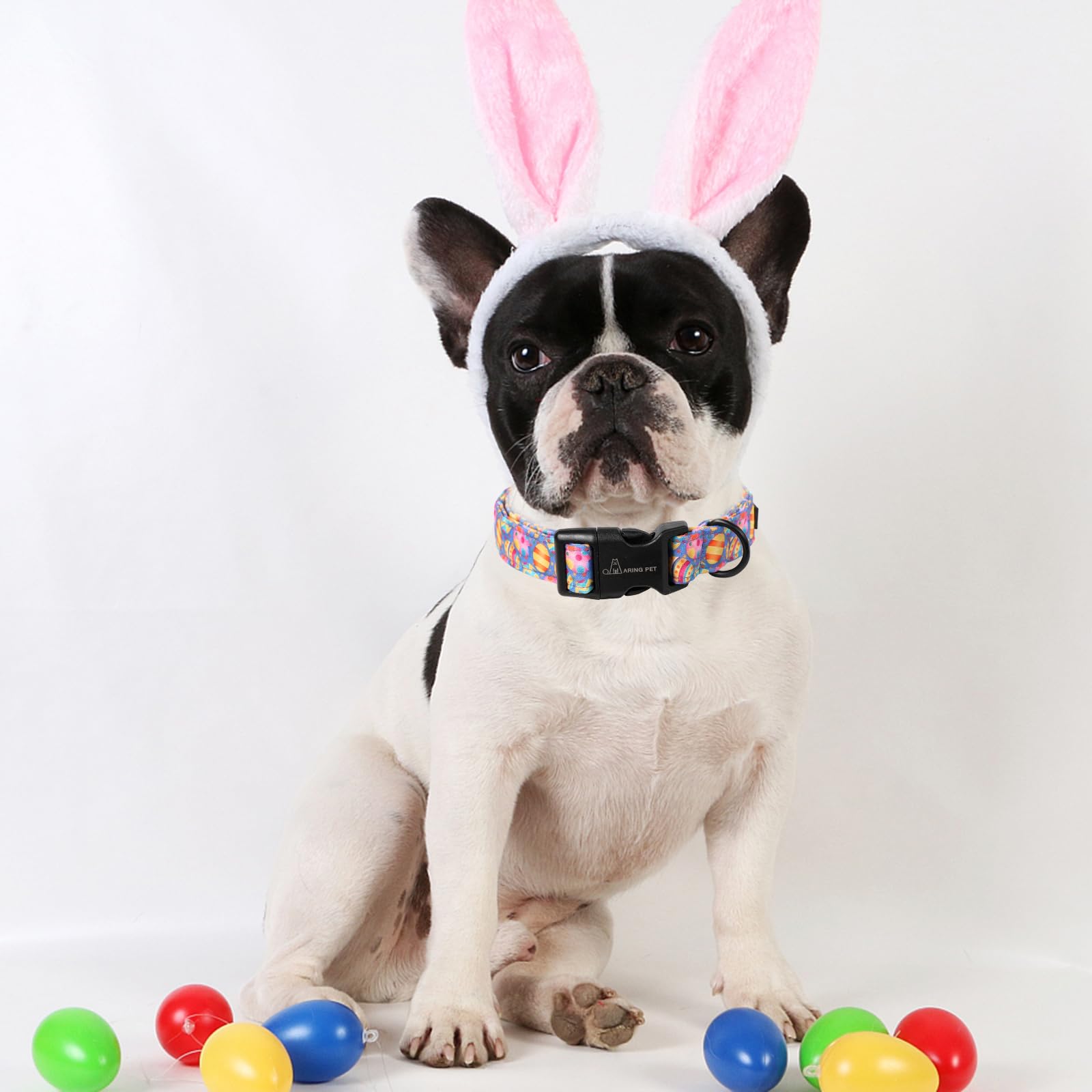 Easter Dog Collar-Cute Easter Eggs Dog Collar, Adjustable Cotton Purple Easter Pet Collar Puppy Collars with Quick Release Buckle