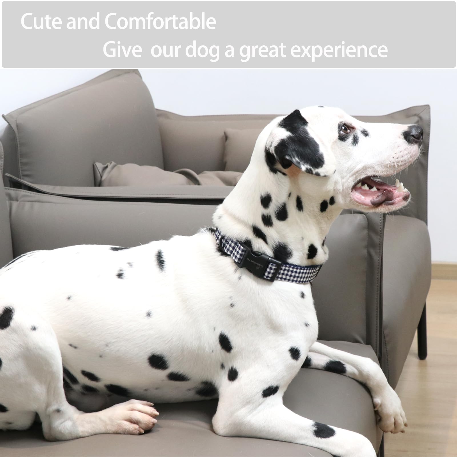 Dog Collar-Cute Dog Collar for Small Dogs, Adjustable Comfortable Cotton Plaid Pet Collars for Small Medium Large Male Female Dogs