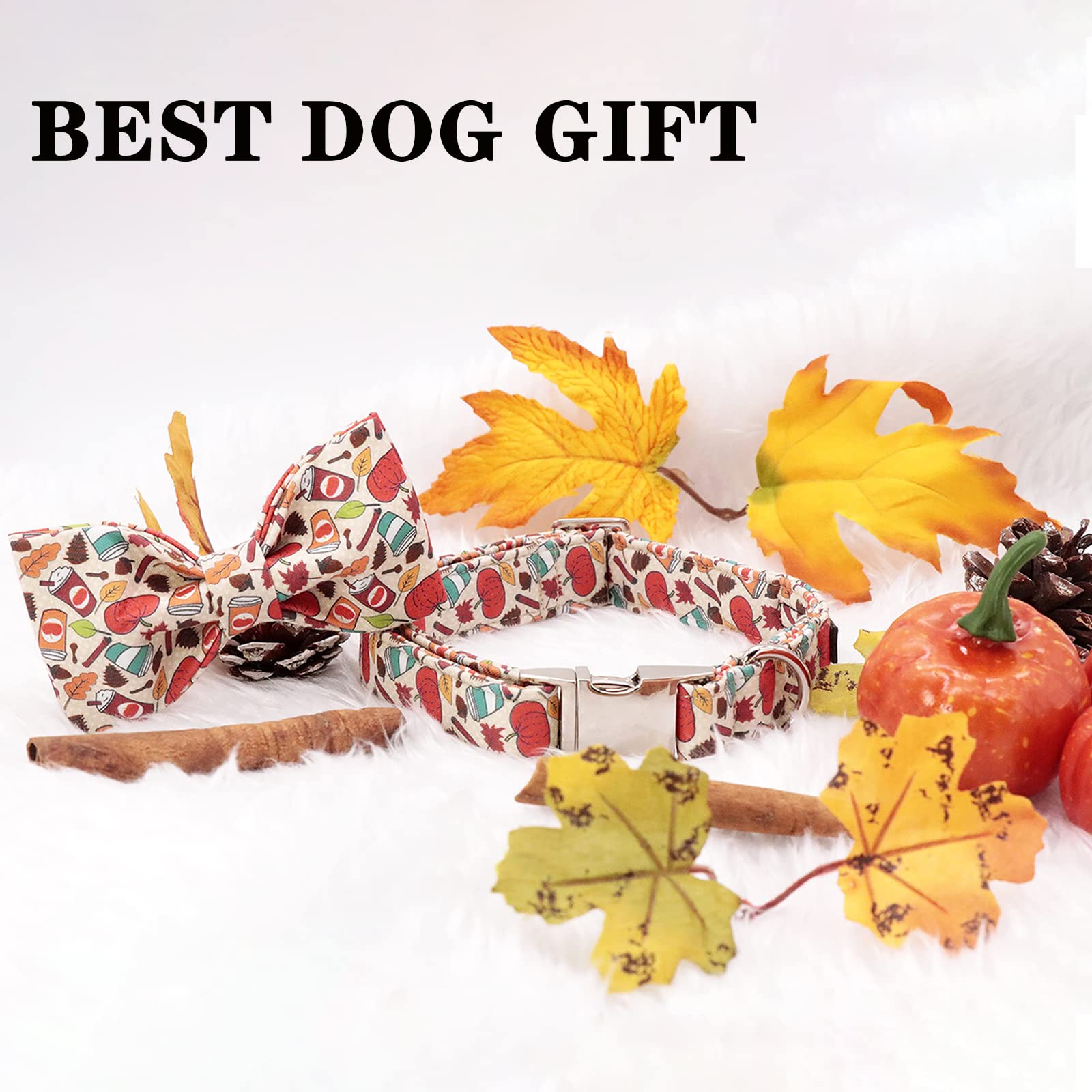 Fall Dog Collar with Bowtie Adjustable Collars for Collar