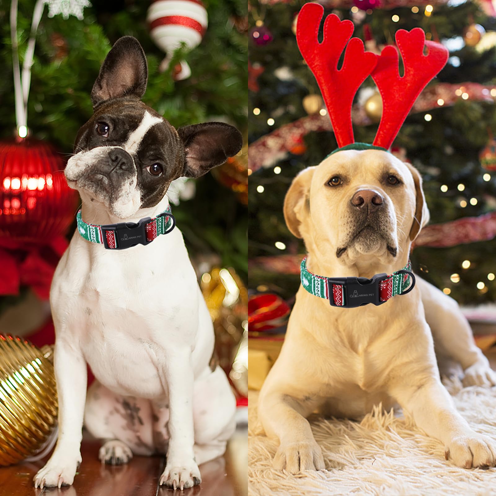 Christmas Dog Collar-Cute Cotton Lightweight Dog Collars, Adjustable Christmas Pet Collars Puppy Collar with Quick Release Buckle