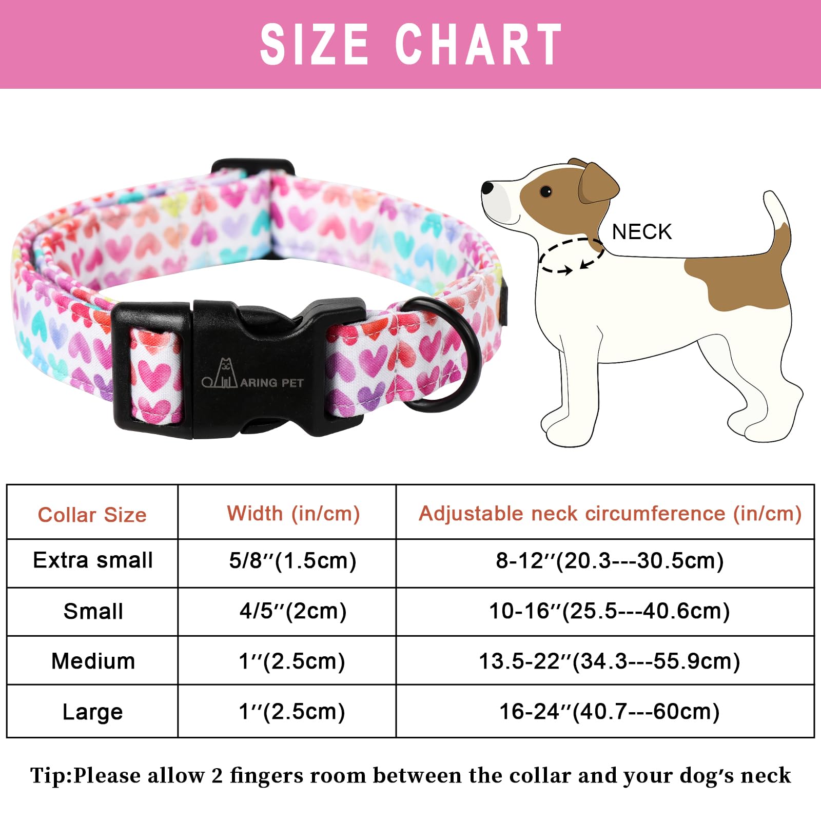 Valentine's Day Dog Collar-Cute Cotton Heart Dog Collars, Adjustable Valentine Heart Pet Collars Girl Puppy Collar with Quick Release Buckle