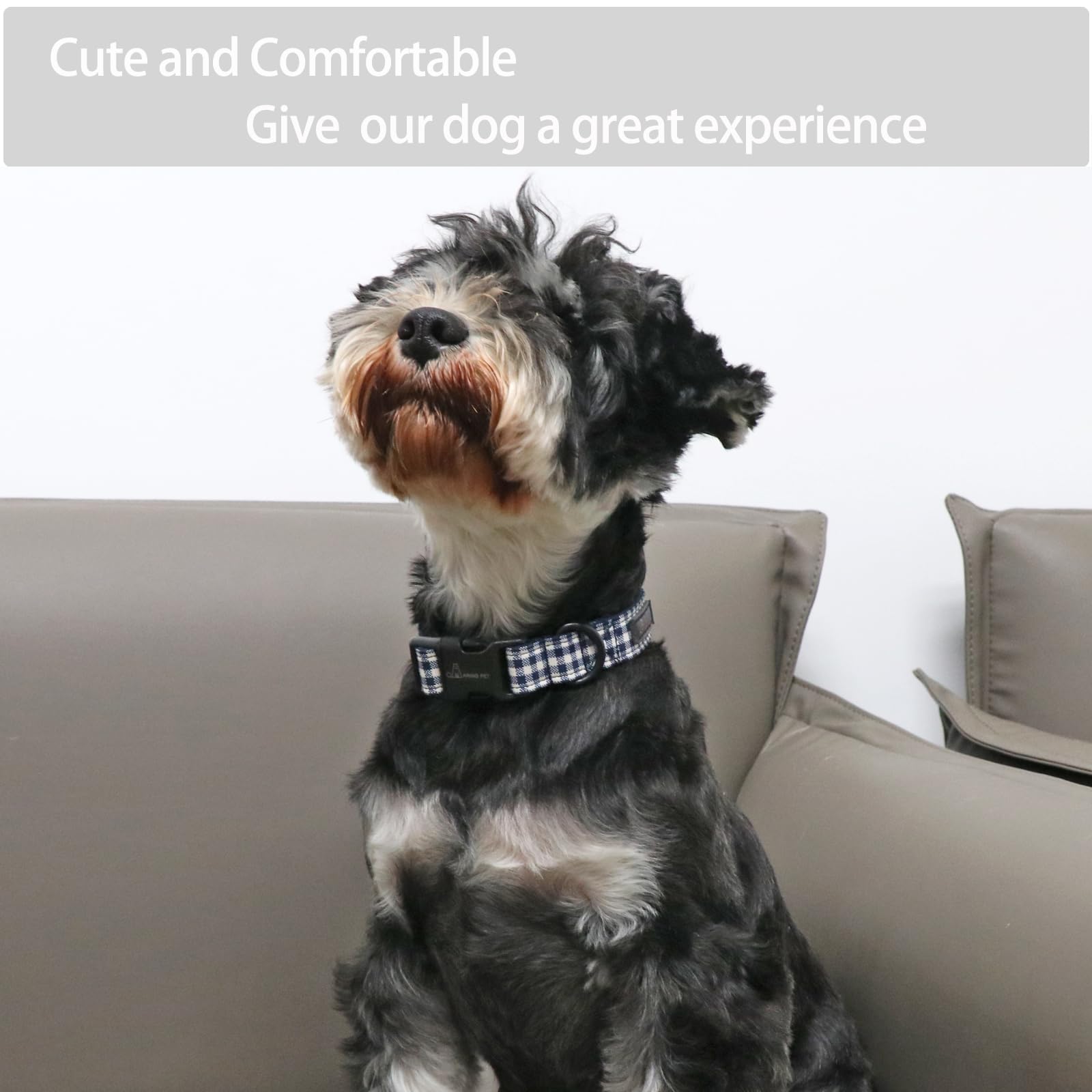 Dog Collar-Cute Dog Collar for Small Dogs, Adjustable Comfortable Cotton Plaid Pet Collars for Small Medium Large Male Female Dogs
