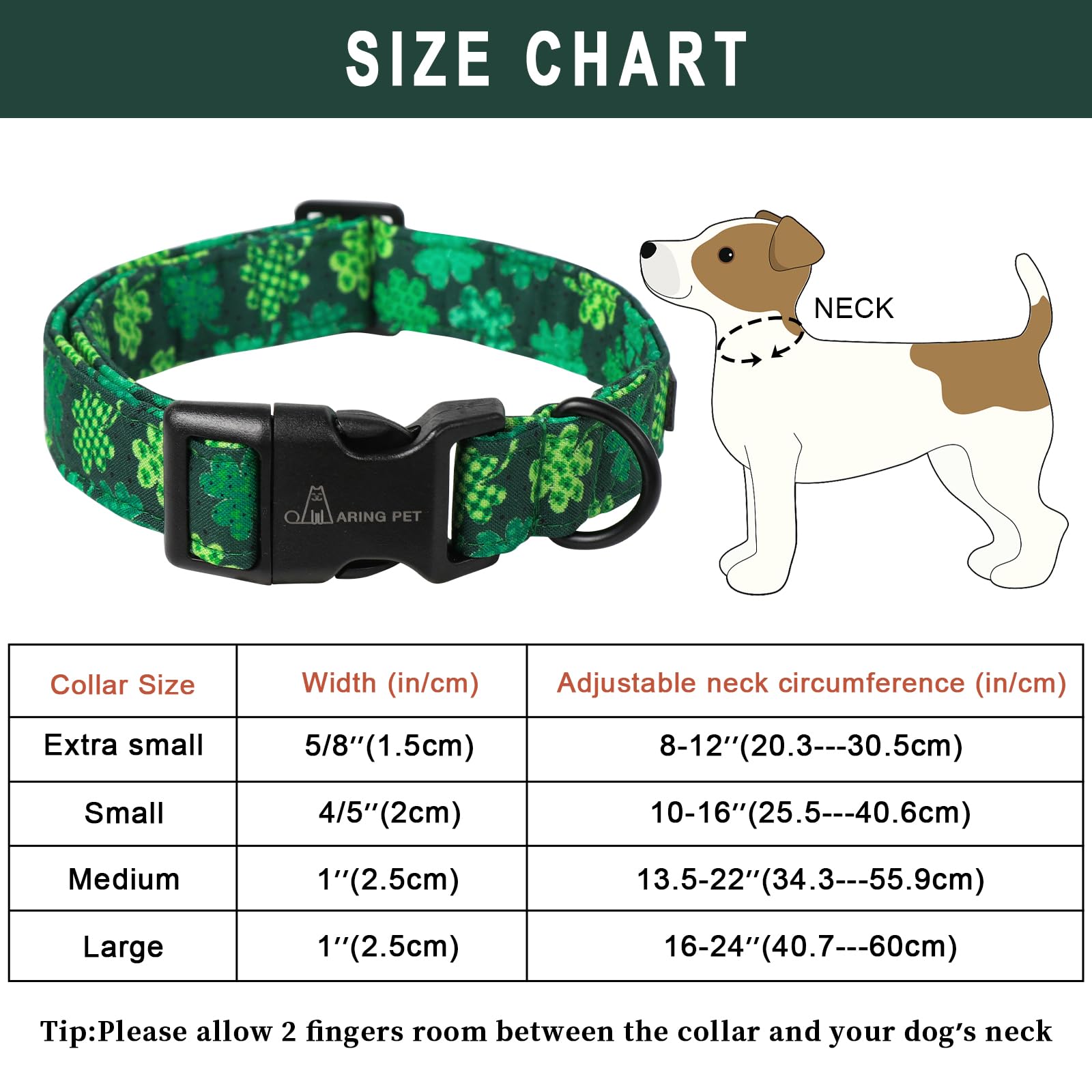 St Patrick's Day Dog Collar-Cute Clovers Dog Collar, Adjustable Cotton Shamrock Pet Collar Trefoil Puppy Collars with Quick Release Buckle