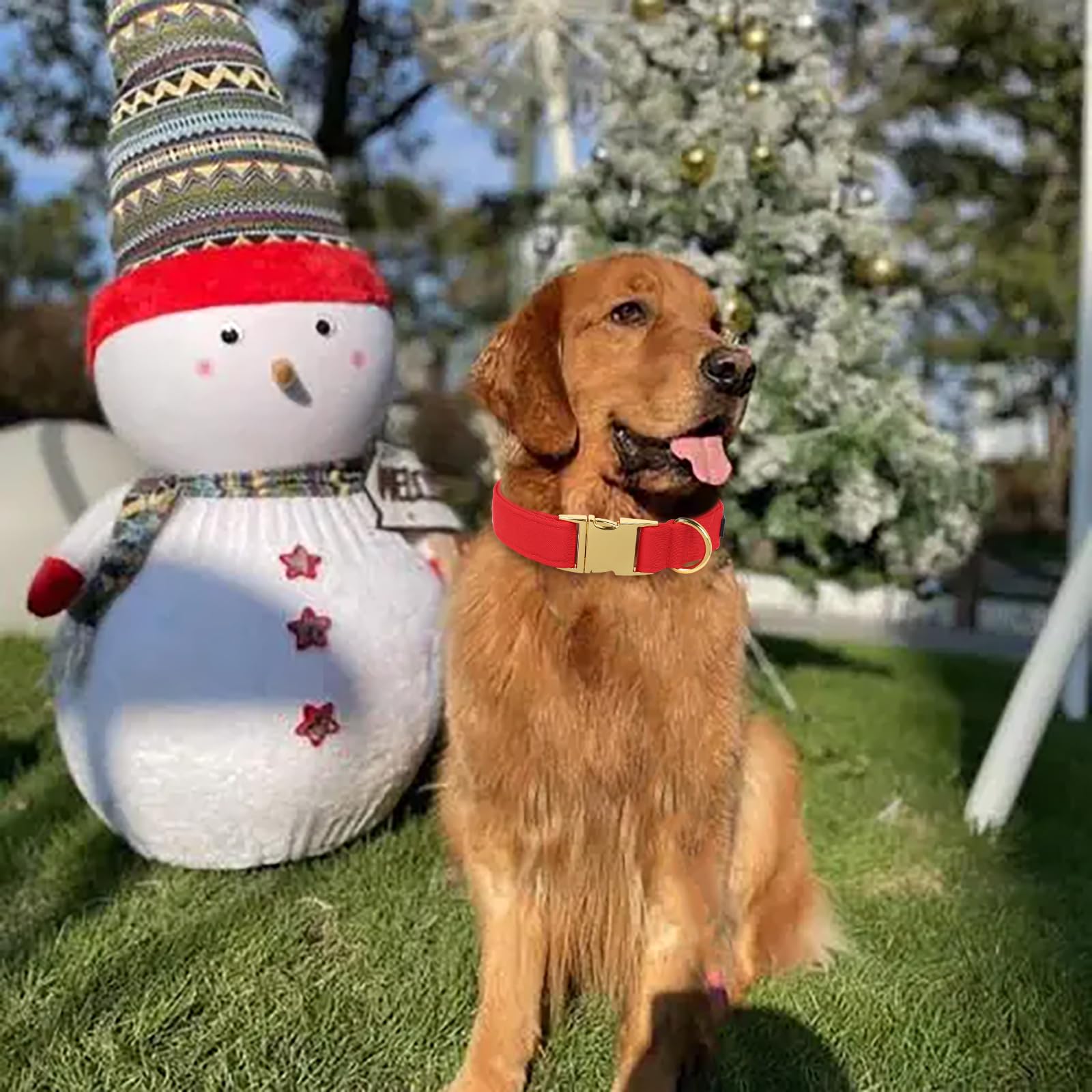 Christmas Collars for Dogs Cotton Soft Red Dog Collar with Metal Buckle Winter Dog Collar Adjustable for Small Medium Large Dog
