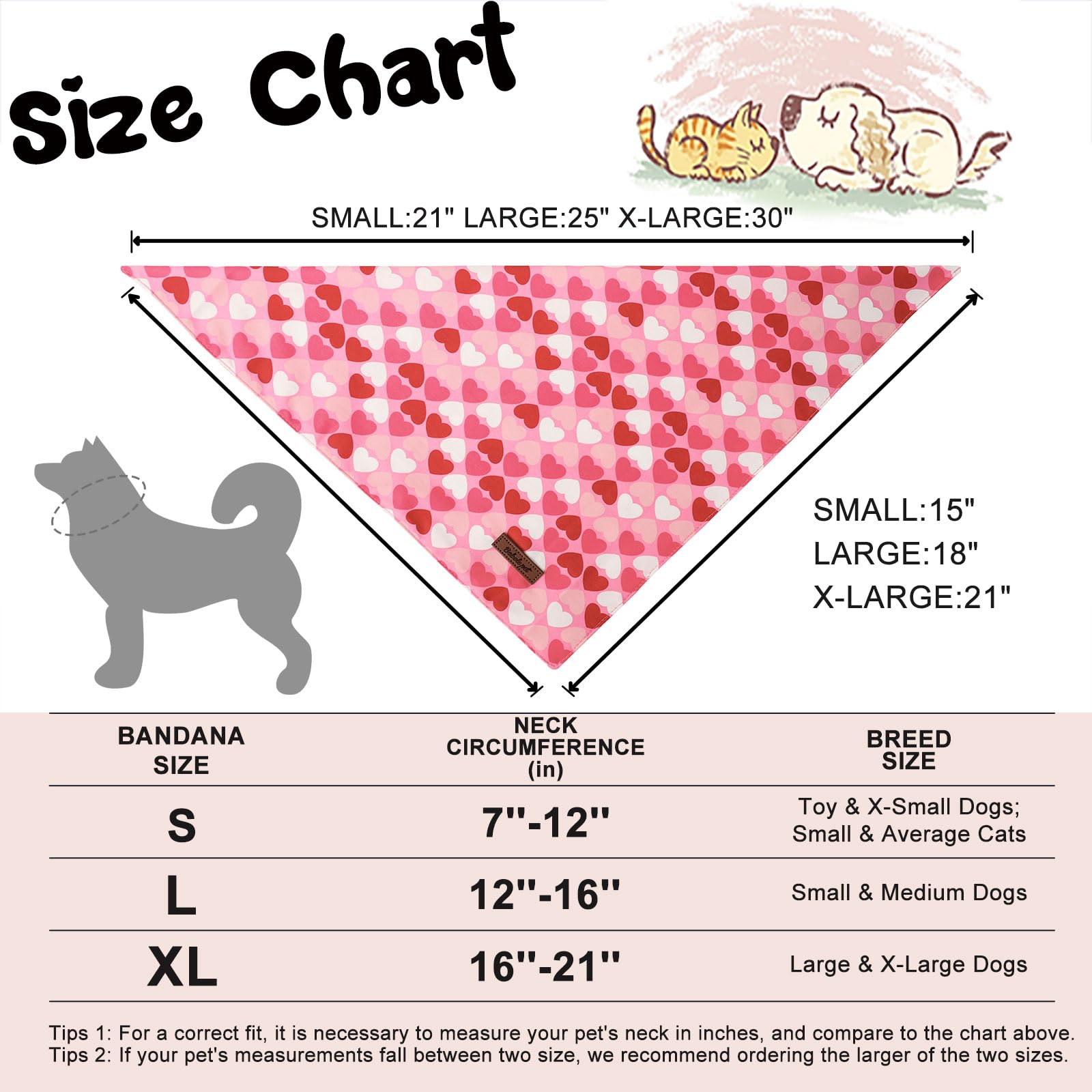 Valentine's Day Dog Bandanas 2 Pack, Pink Red Heart Pattern Valentines Dog Scarf Bib for Boy and Girl, Cute Holiday Bandana for Dogs and Cats