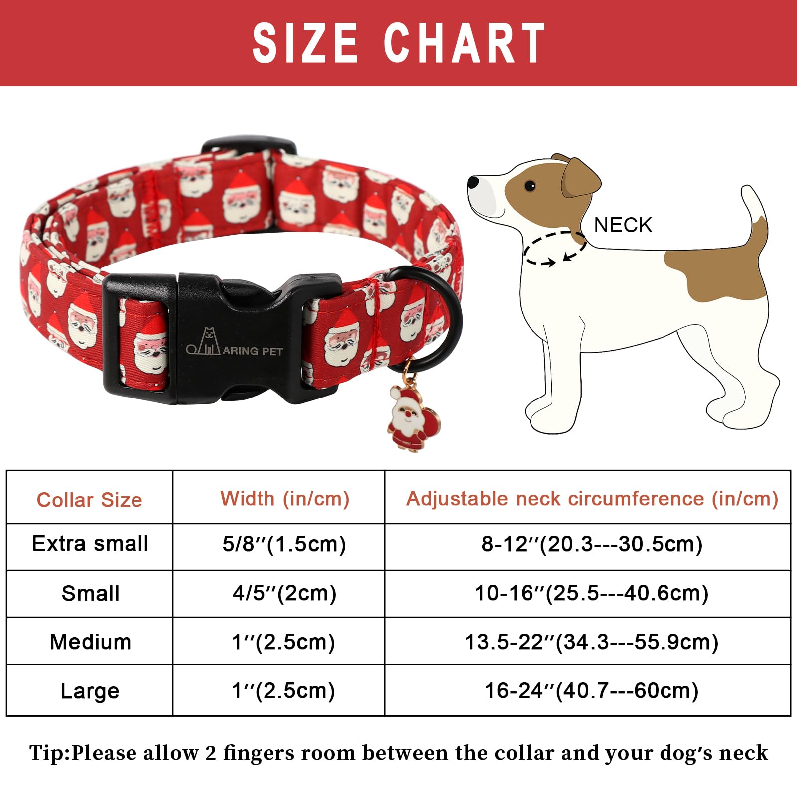 Christmas Dog Collar-Cute Red Santa Claus Dog Collars, Adjustable Christmas Pet Collars Puppy Collar with Quick Release Buckle for Girl&Boy Dogs