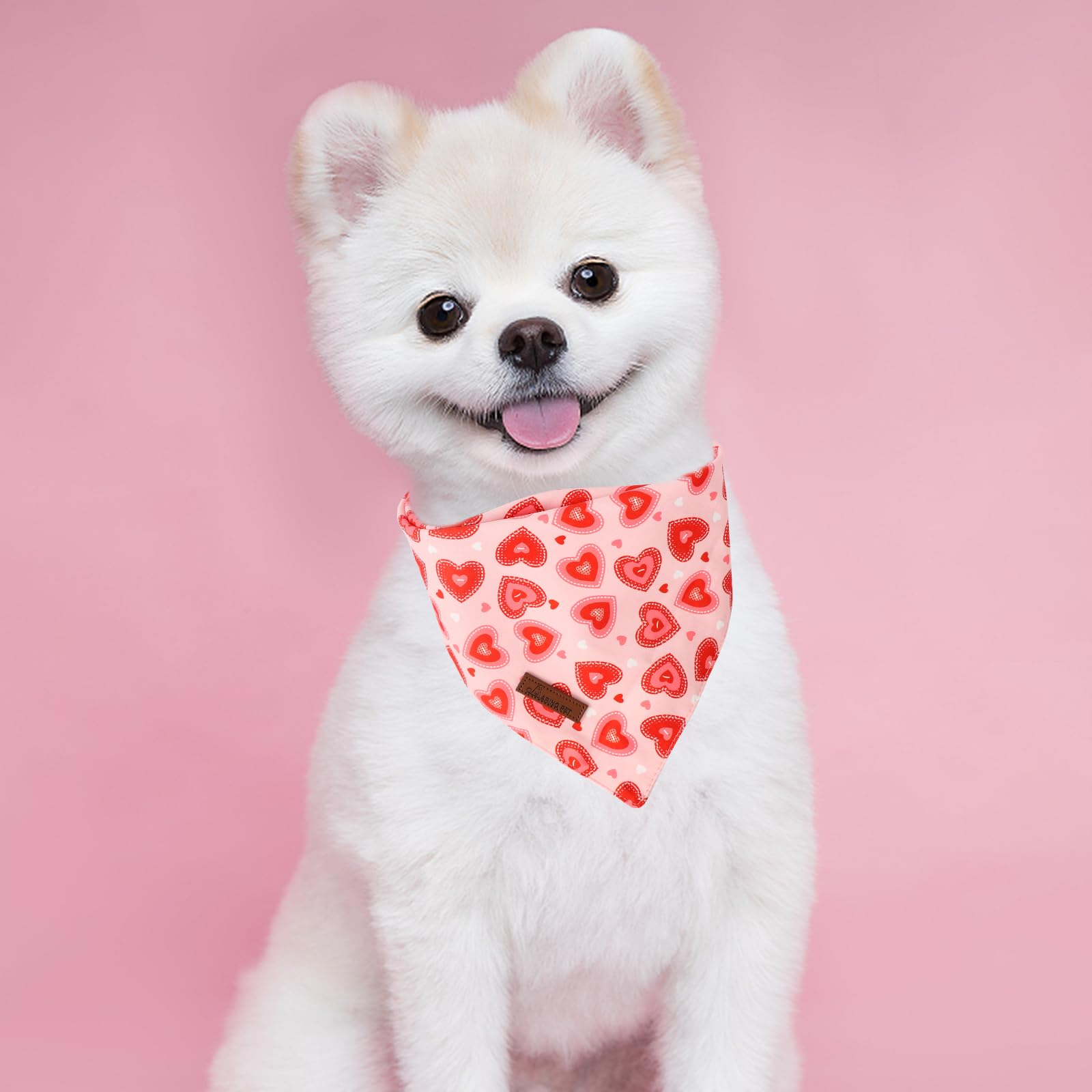 Valentine's Day Dog Bandana 2 Pack-Cute Pink&Black Heart Dog Bandanas, Reversible Wedding Dog Triangle Bibs Pet Scarf Gifts for Small Dogs and Cats