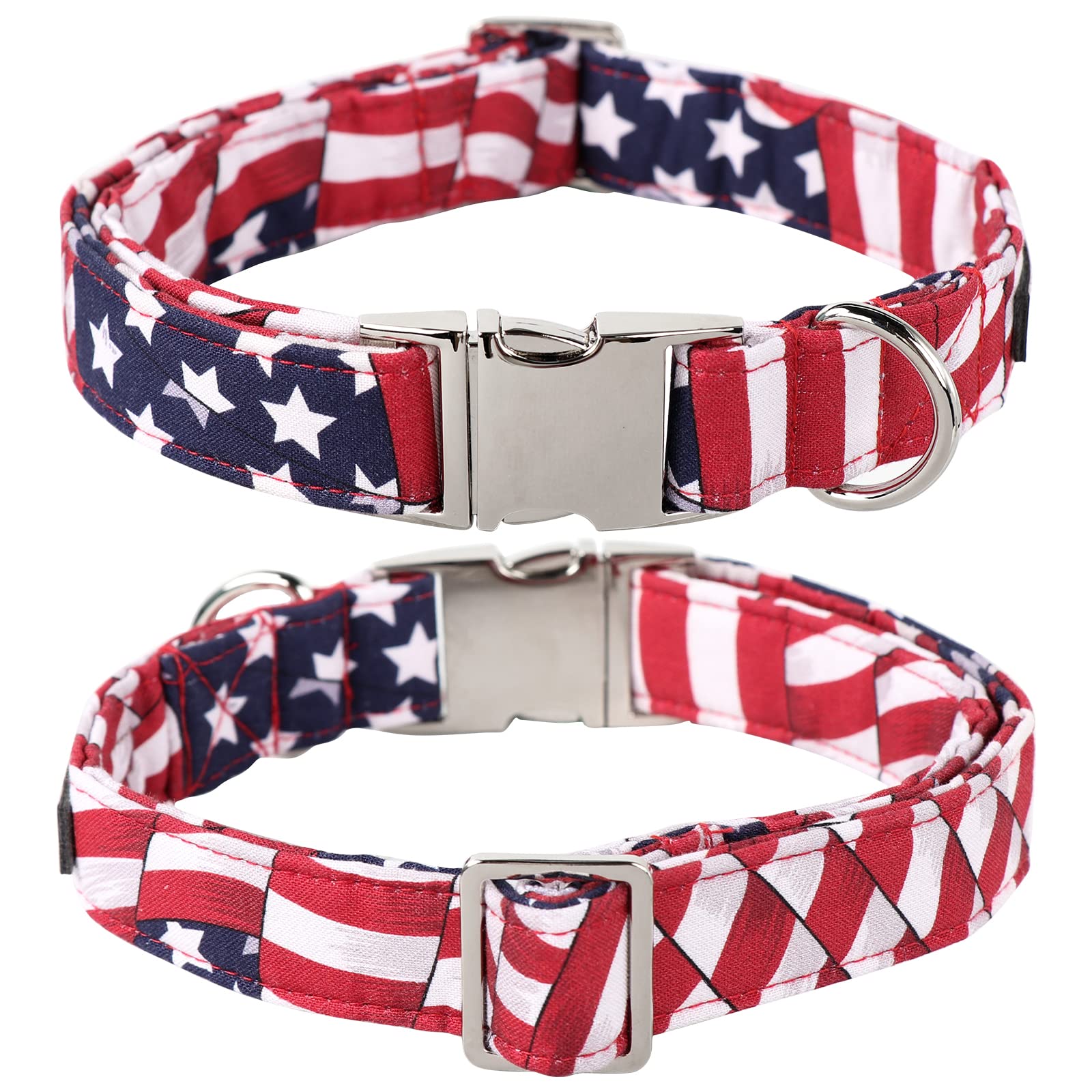 4th of July,Adjustable American Flag Collar with Sailor Bow