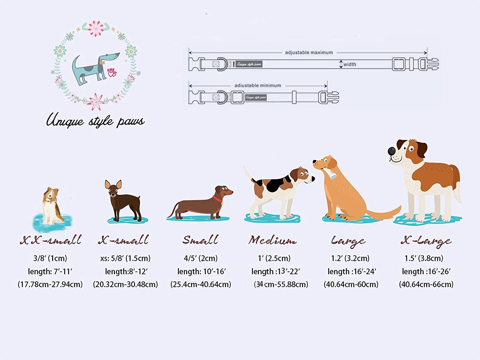 Dog Collar Metal Buckle Green Flowers Collar Gift Durable Cute Collar for Small Medium Large Boys Girls Dogs
