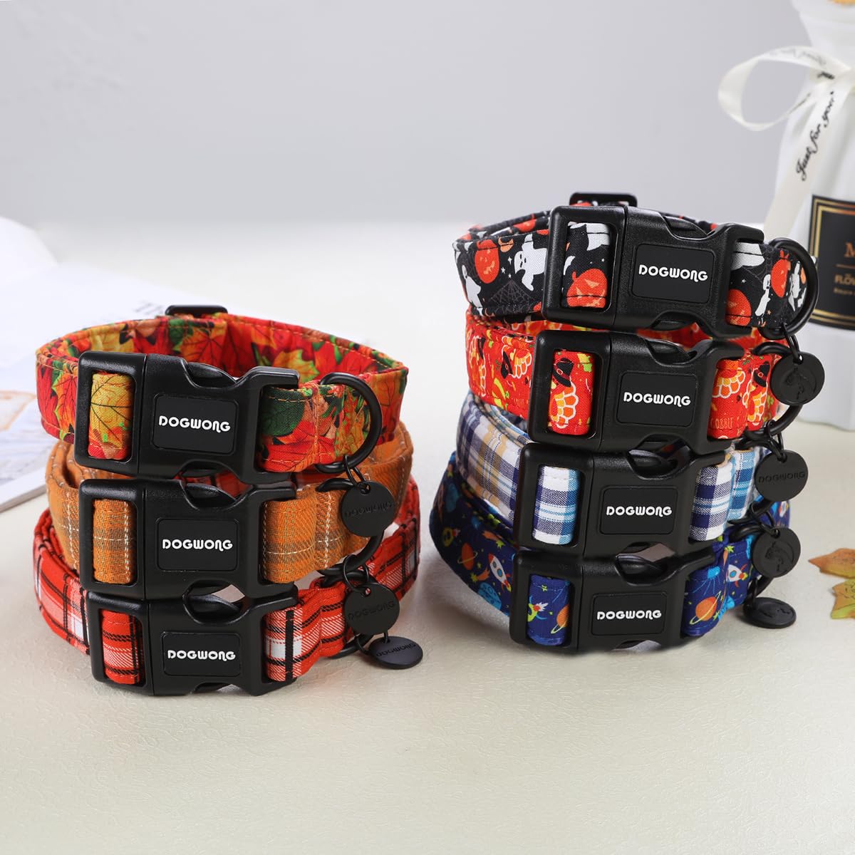 Blue Cotton Dog Collar, Heavy-Duty Dog Collar Durable Soft Boy Pet Dog Collar Cute Colorful Puppy Necklace for Small Medium Large Dog