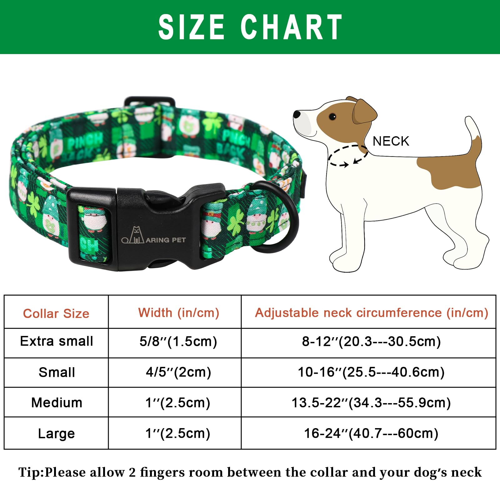 St Patrick's Day Dog Collar-Cute Clovers Dog Collar, Adjustable Cotton Shamrock Pet Collar Trefoil Puppy Collars with Quick Release Buckle