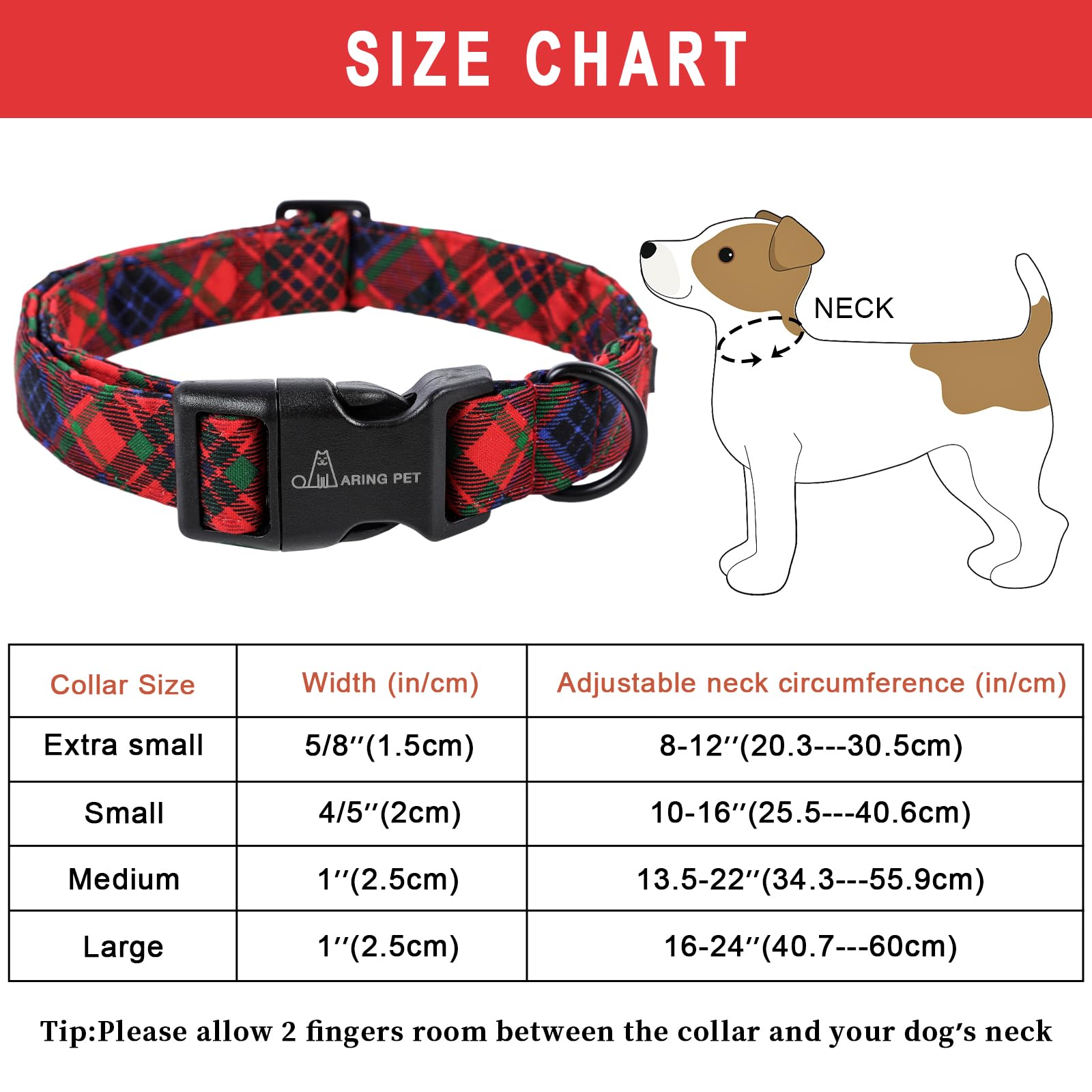 Christmas Dog Collar-Cotton Lightweight Dog Collars, Adjustable Christmas Plaid Pet Collars Puppy Collar with Quick Release Buckle