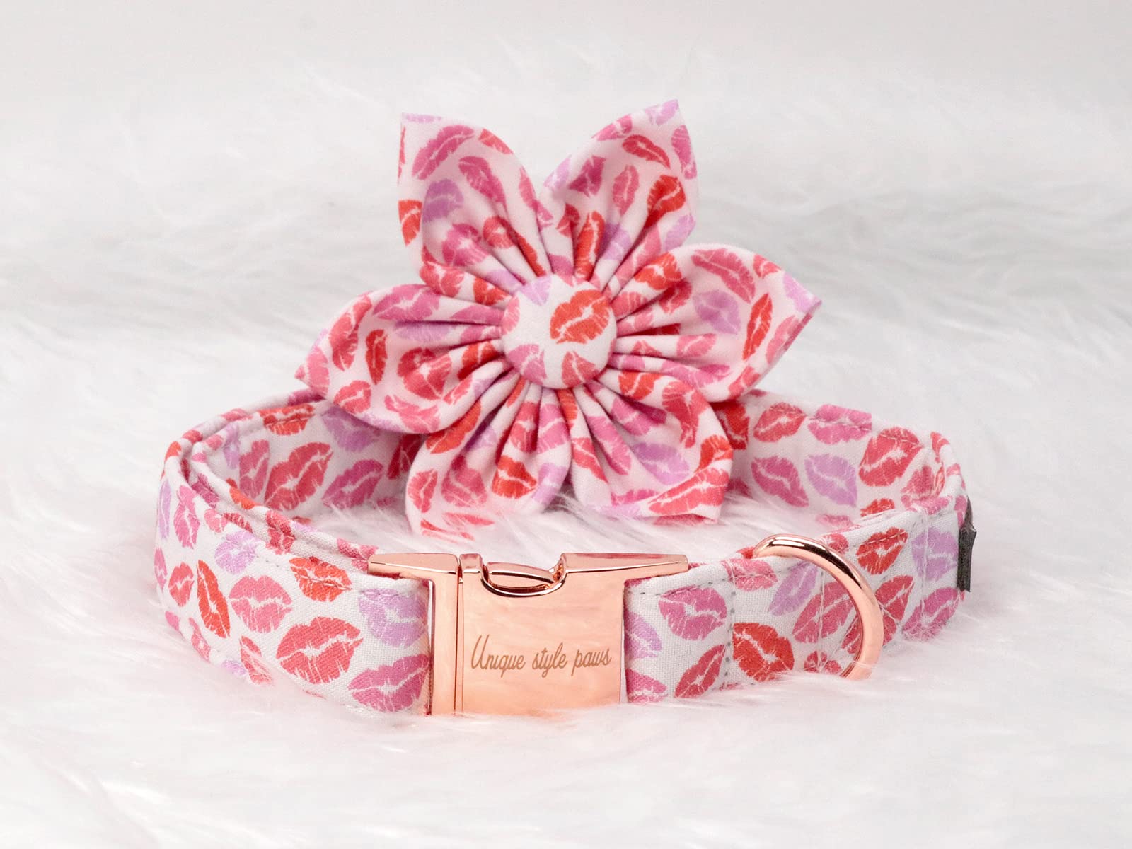 Valentine's Day Adjustable Dog Collar Flower Pattern