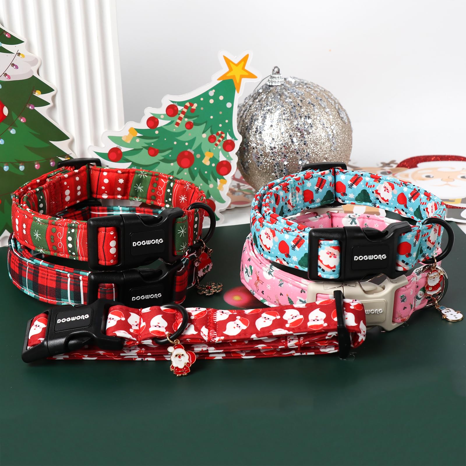 Christmas Red Santa Dog Collar- Cute Santa Claus Christmas Dog Collars Adjustable Designer Christmas Dog Collar for Small Medium Large Dogs
