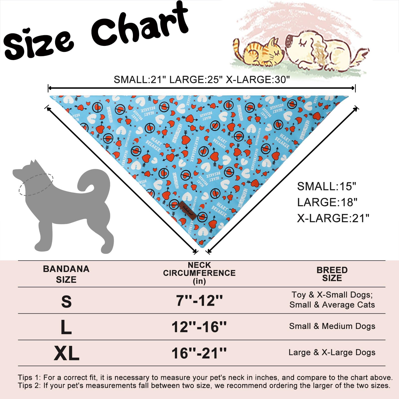 Valentine's Day Dog Bandanas 2 Pack, Pink and Blue Heart Pattern Valentines Dog Scarf Bib for Boy and Girl, Cute Holiday Bandana for Dogs and Cats