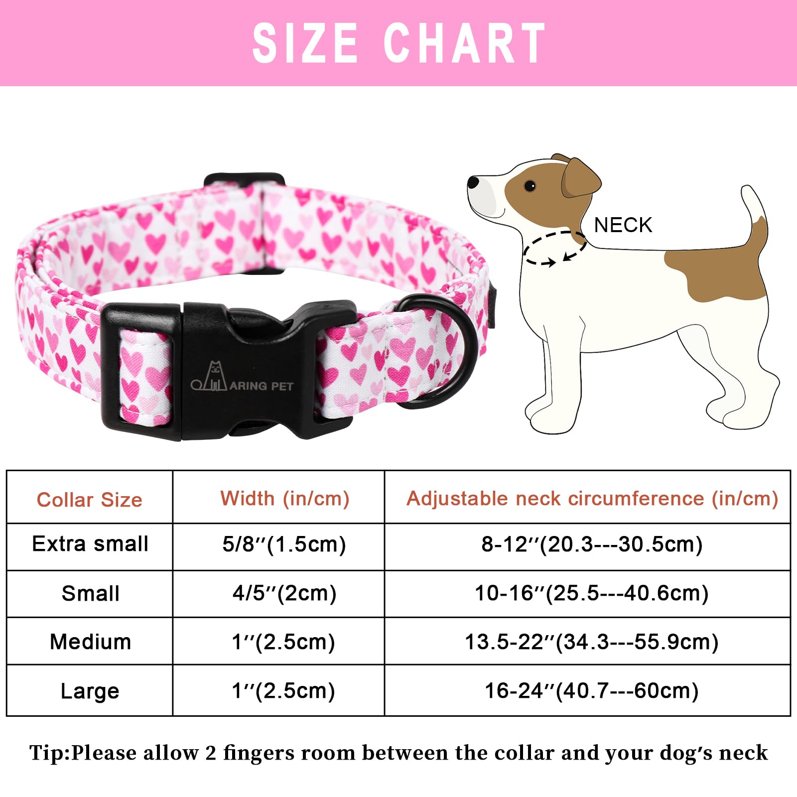 Valentine's Day Dog Collar-Cute Cotton Heart Dog Collars, Adjustable Valentine Heart Pet Collars Girl Puppy Collar with Quick Release Buckle