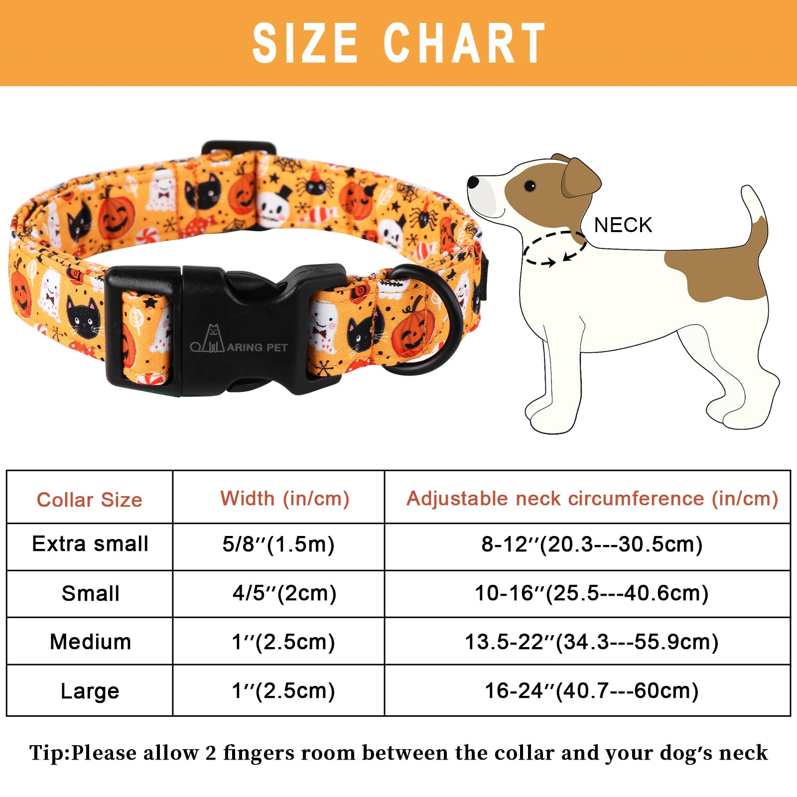 Halloween Dog Collar-Cute Pumpkin Dog Collar for Small Dogs, Adjustable Halloween Ghost Dog Collars for Small Medium Large Female and Male Dogs